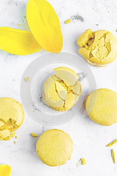 French macaroon cake. Macaroons on white background