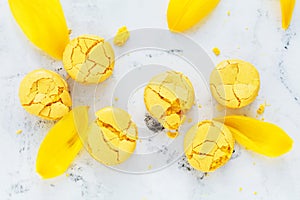 French macaroon cake. Macaroons on white background