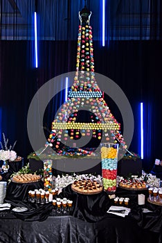 French macaroon cakes on the Eiffel Tower shape