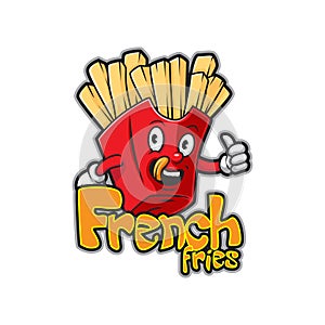 French mascot logo design with modern illustration concept style for badge, emblem and t shirt printing. French fries illustration