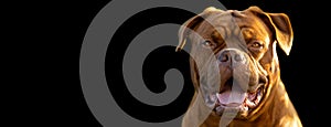 French mastiff with a black background
