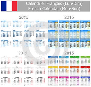 2015francés mezclar calendario 