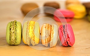 French multicolored macaroon cookies