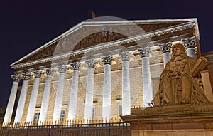 The French national Assembly-Bourbon palace at night , Paris, France