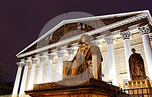 The French national Assembly at night , Paris, France