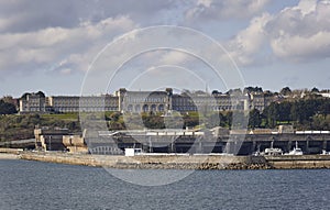 The French Naval Academy at Brest overlooks the Old German wartime fortifications and Submarine Pens.
