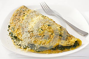French Omelet with Spinach and Parmesan