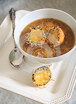 French Onion Soup with Cheese Croutons