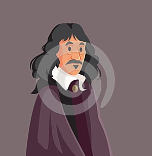 French Philosopher Rene Descartes Vector Cartoon Illustration photo