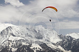 Parapente over Mont Blanc Massif, France photo