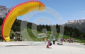 Parapente launching point in Plateau d`Assy, France