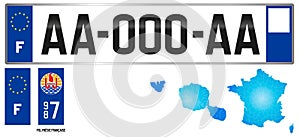 French Polynesia, France, french regional license plate template