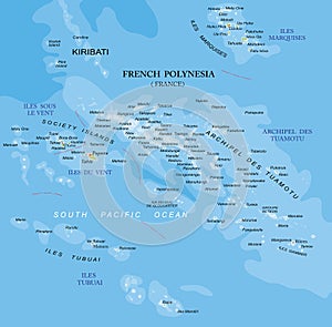 French Polynesia highly detailed physical map photo