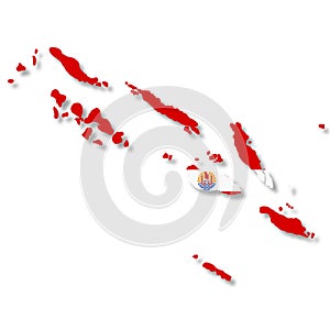 French Polynesia map on white background with clipping path