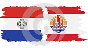 French Polynesia and Paraguay grunge flags connection vector