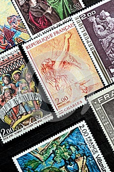 French postage stamps in the album