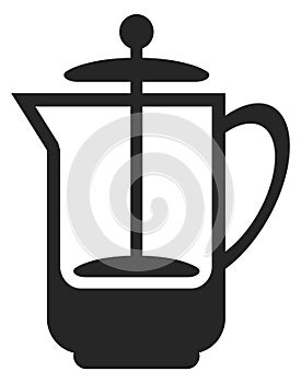 French press black icon. Coffe making symbol