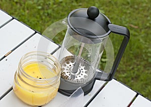 French Press Coffee Maker Wth Citronella Candle