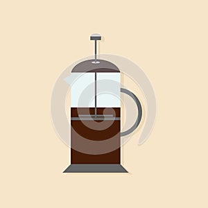 French Press coffee object flat element for international coffee day background