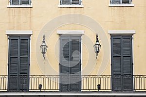 French Quarter Balcony with Doors and Lamps photo