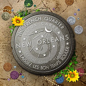 French Quarter New Orleans Louisiana Water Meter Sewerage Cover photo