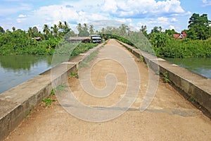 The French railway concrete bridge in southern Laos