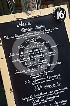 French restaurant menu