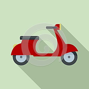 French retro scooter icon, flat style