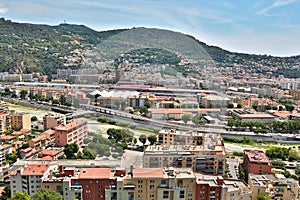 The French Riviera city of Nice, view from height of bird`s flight