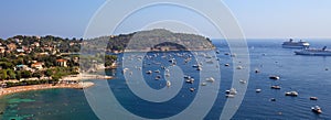 French riviera panorama Provence Nice Monaco Cannes beach yachts yacht coast cote dazur France famous blue sea sky summer water