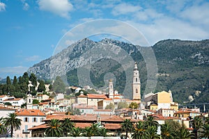 French Riviera town Menton panorama