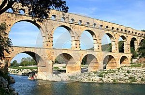 French roman aqueduct named Pont du Gard