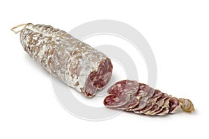 French saucisson sec and slices photo