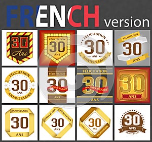 French set of number 30 templates