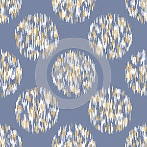 French shabby chic stylized dotty vector texture background. White blue polka dot glitch seamless pattern. Modern