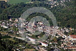 French small town aerial view