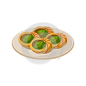 French Snail Dish. Vector Illustration