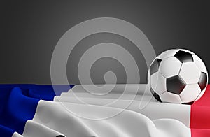 French soccer ball and flag 3d-illustration