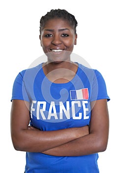 French soccer fan with crossed arms