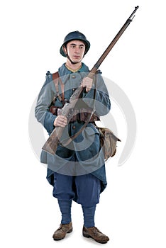 French soldier 1914 1918 isolated on a white background