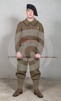 French soldier in 1940`s uniform