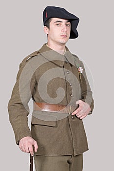 French soldier in 1940`s uniform