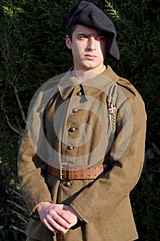 French soldier in 1940`s uniform