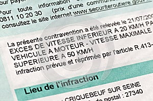 French speeding ticket