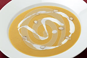 French squash soup closeup photo