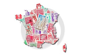 French stamps in the shape of France