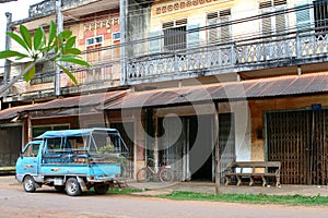 French style houses in Champasak, Pakse, Laos