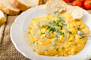 French style scrambled eggs with chives