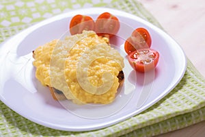 French style scrambled eggs on toast