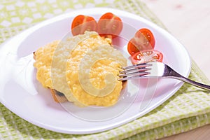 French style scrambled eggs on toast